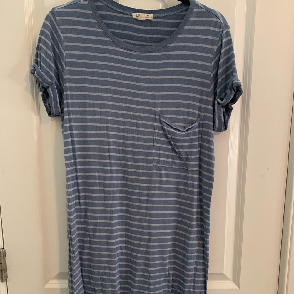 Blue striped T-shirt dress